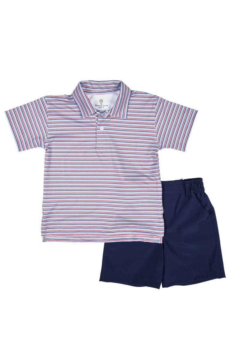 Florence Eiseman Stripe Print Performance Knit Polo, Alternate, color, Blue/White/Red