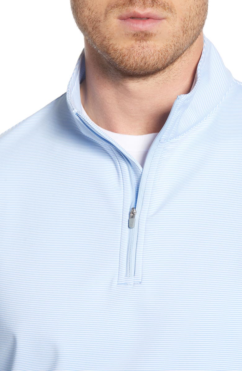 Peter Millar Perth Stripe Quarter Zip Performance Pullover, Alternate, color, Cottage Blue/White