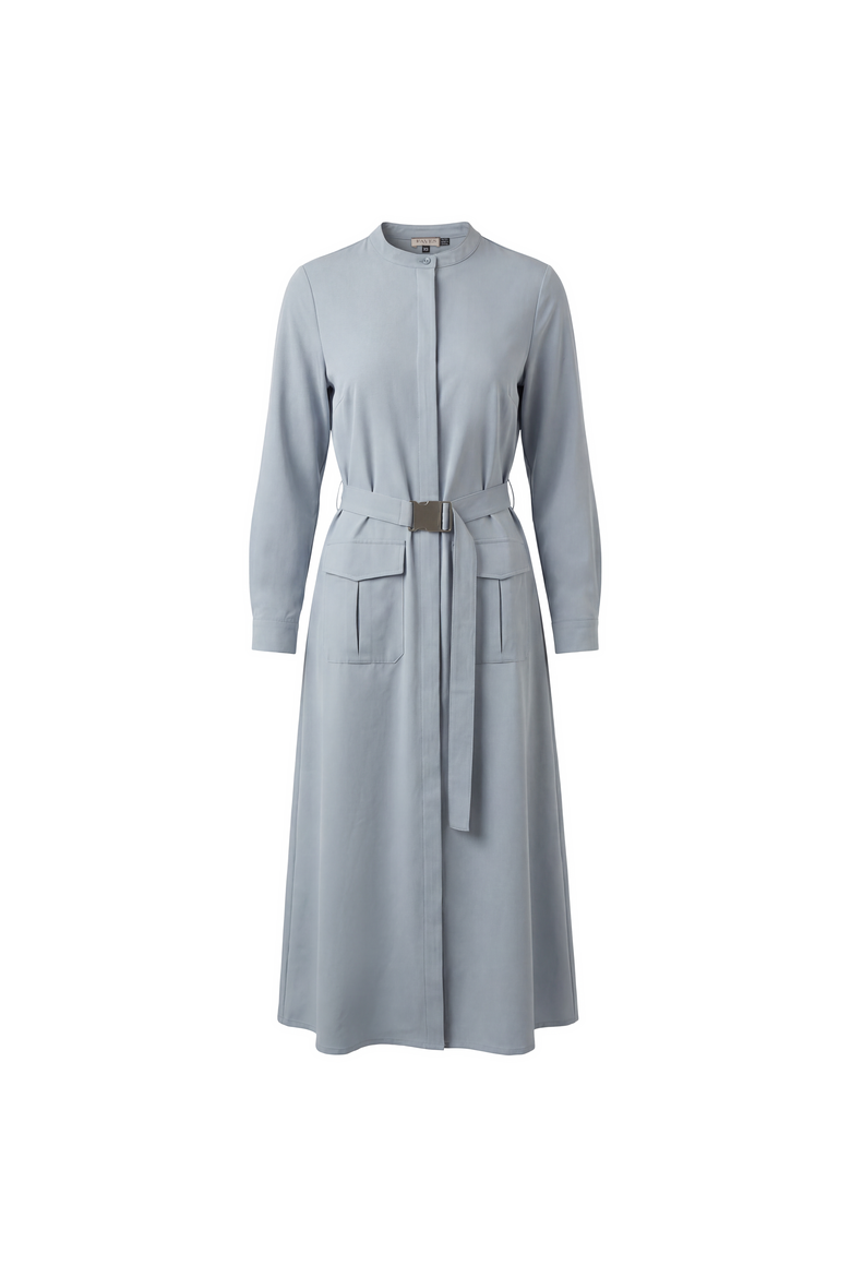 Button-Down Belted Cargo Midi Dress, Main, color, Dark Denim