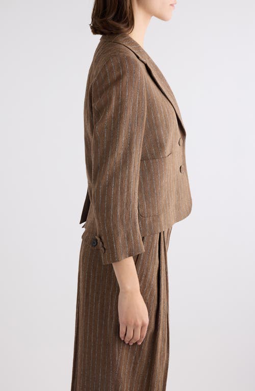 Dries Van Noten Bamis Pinstripe Jacket In Camel