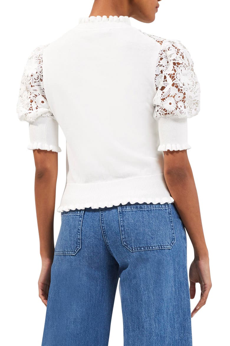 Leah Lace Mix Sweater, Alternate, color, SUMMER WHITE