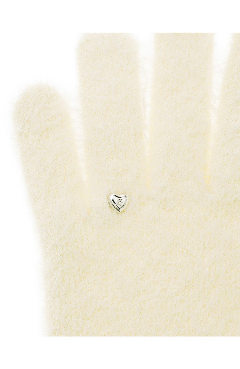 Stand Oil Heart Stud Knit Gloves, Alternate, color, Hairy Cream