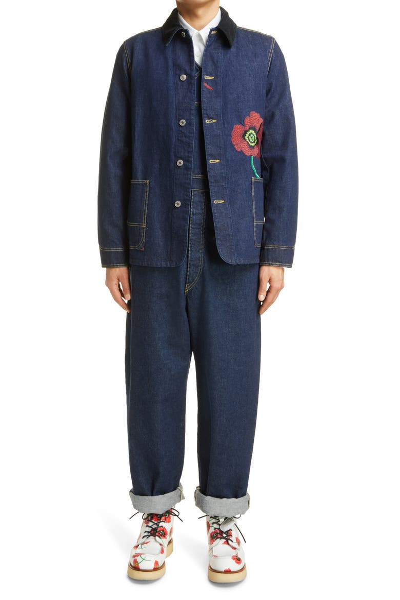 Embroidered Workwear Denim Jacket, Alternate, color, INK