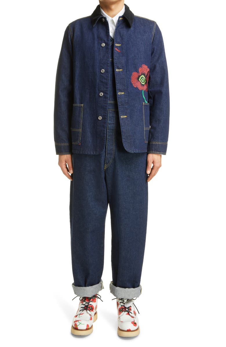 KENZO Embroidered Workwear Denim Jacket, Alternate, color,