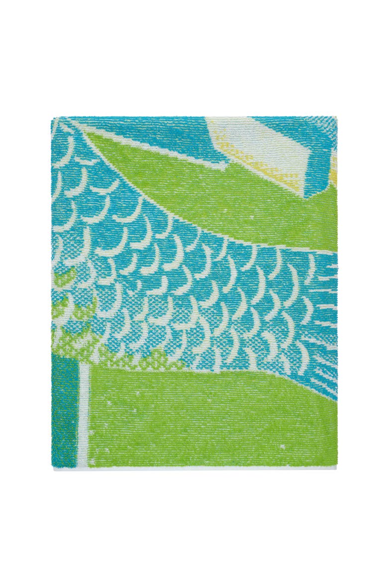 Fish and Chips Cotton Towel, Main, color, Iguana green