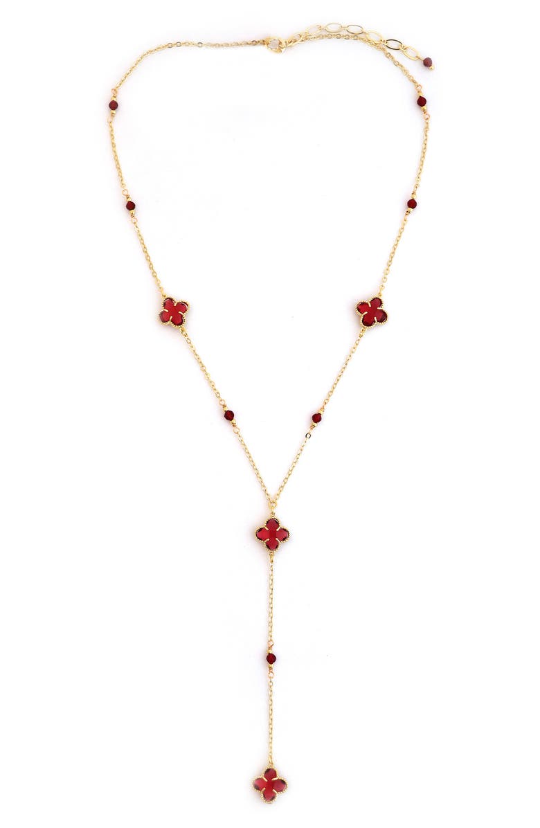 Panacea Clover Station Y-Necklace, Main, color, Red