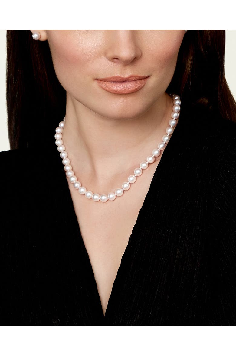 GIA Certified 8.5-9.0mm Japanese Akoya White Pearl Necklace - AAA Quality, Alternate, color, White Gold Clasp