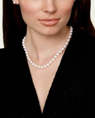The Pearl Source 8.5-9.0mm Japanese Akoya White Pearl Necklace - AAA Quality