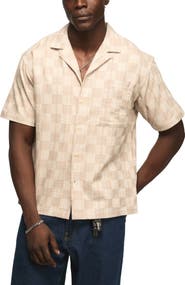Lucky Brand Checker Cotton Blend Camp Shirt