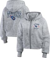 WEAR by Erin Andrews Women's WEAR by Erin Andrews  Heather Gray Tennessee Titans Speckled Fleece Cropped Full-Zip Hoodie