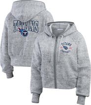 WEAR by Erin Andrews Women's WEAR by Erin Andrews  Heather Gray Tennessee Titans Speckled Fleece Cropped Full-Zip Hoodie