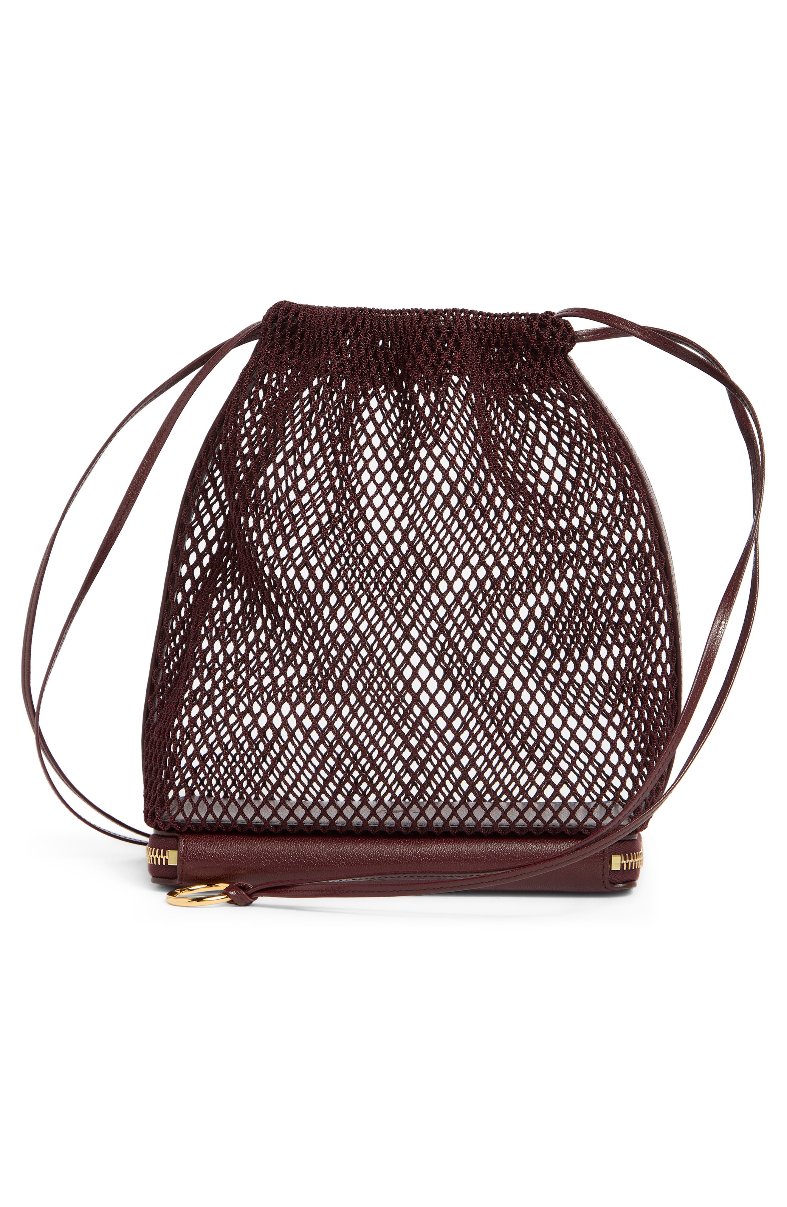 Le Pochon Fishnet Shoulder Bag, Alternate, color, ROUGE GRENAT 325