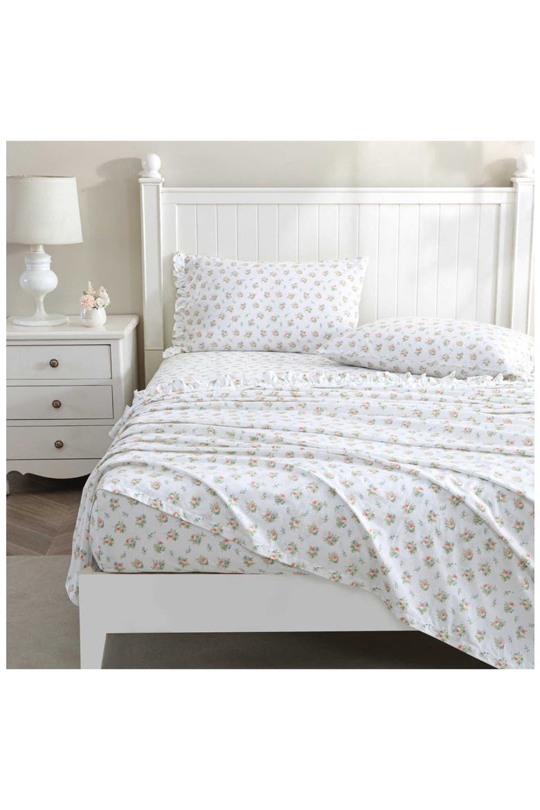 Roseford 4-Piece Cotton Sheet Set, Alternate, color, PASTEL ORANGE