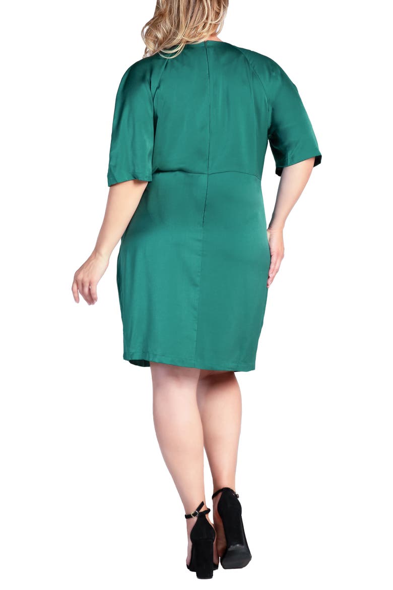 Rara Buckle Sateen Wrap Dress, Alternate, color, MALACHITE