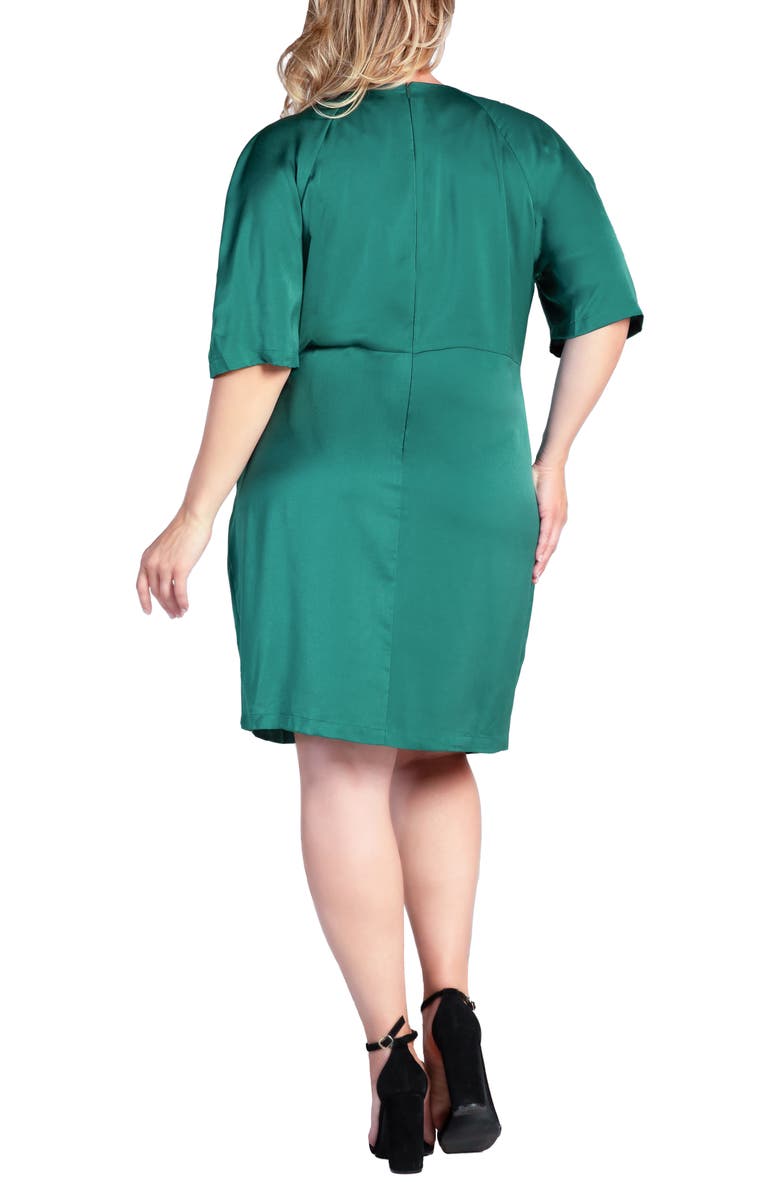 Standards & Practices Rara Buckle Sateen Wrap Dress, Alternate, color, Malachite