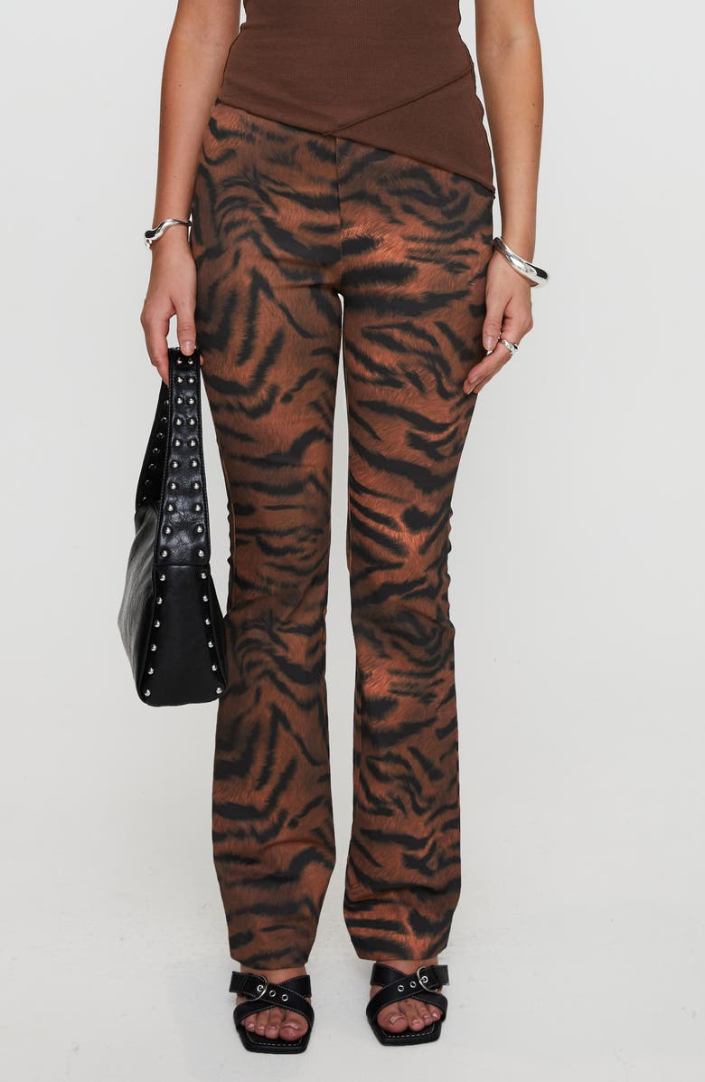 Princess Polly Andrina Tiger Stripe Straight Leg Pants, Main, color, Multi