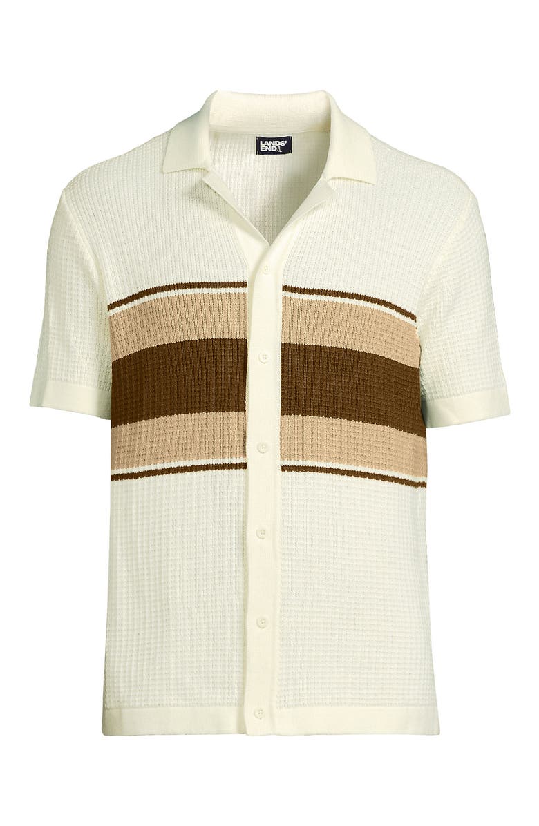 Lands' End Short Sleeve Camp Collar Sweater Polo, Alternate, color, 