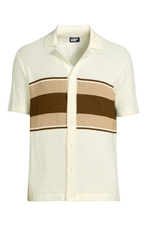 LANDS' END LANDS' END SHORT SLEEVE CAMP COLLAR SWEATER POLO