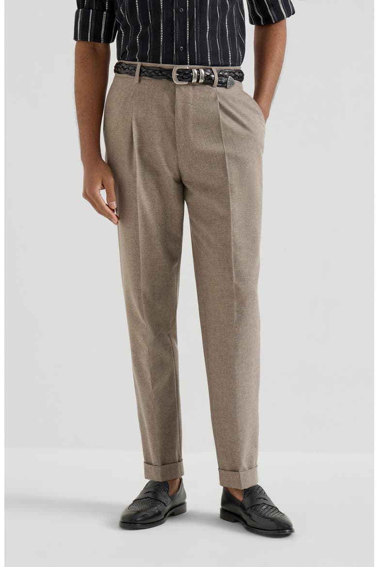 Trousers with pleats, Main, color, Light Brown