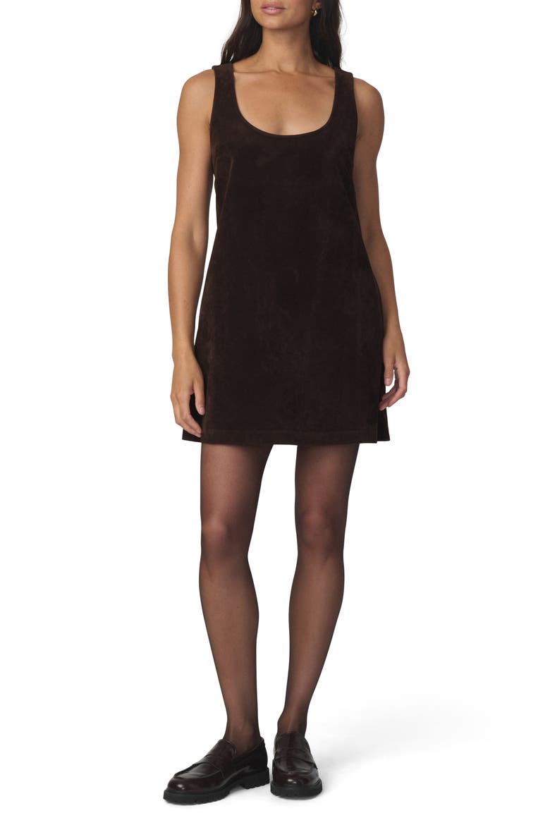 The Scoop Neck Faux Leather Minidress, Main, color, DARK CHOCOLATE