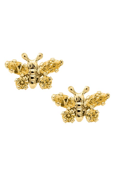Butterfly Birthstone Gold Earrings (Baby)