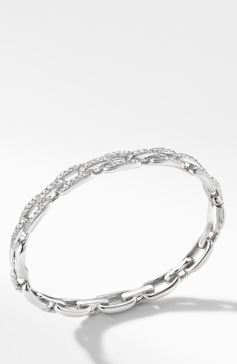 David Yurman Stax Chain Link Bracelet in 18K White Gold with Diamonds, Main, color, White Gold/ Diamond