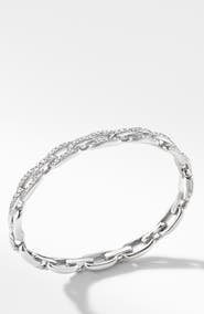 David Yurman Stax Chain Link Bracelet in 18K White Gold with Diamonds