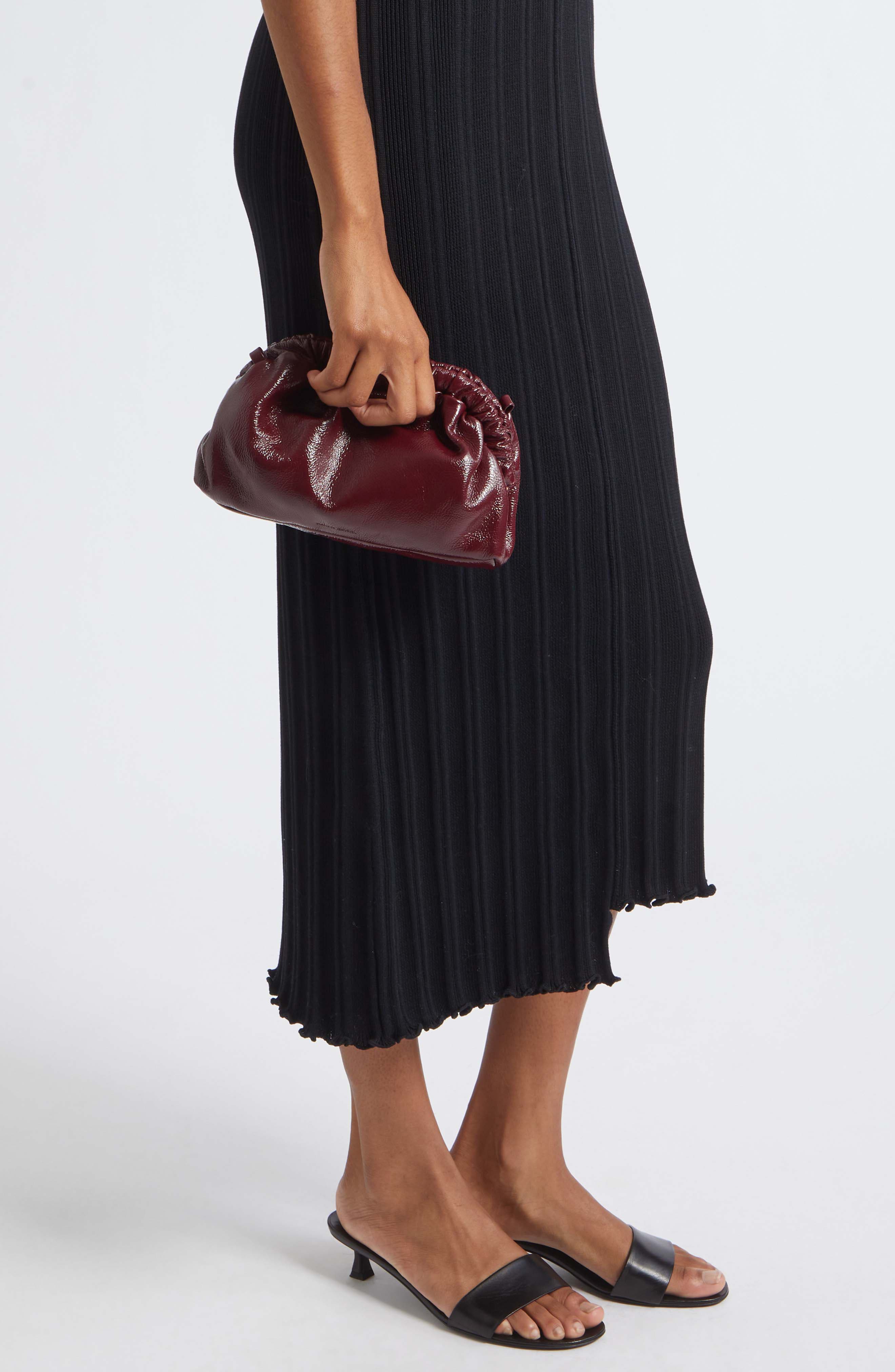 Mini Cloud Leather Clutch, Alternate, color, CLARET