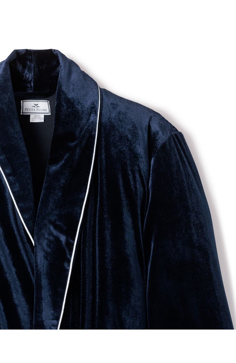Petite Plume Navy Velour Robe, Alternate, color,