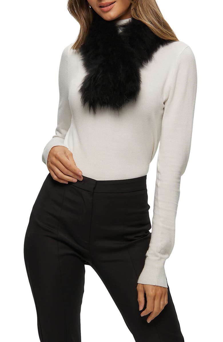 GORSKI Knit Genuine Shearling Pull-Through Scarf, Main, color, Black