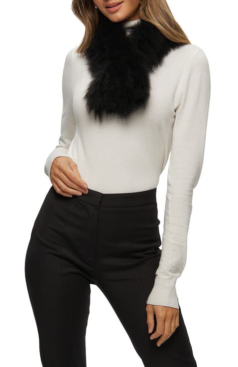 Knit Genuine Shearling Pull-Through Scarf