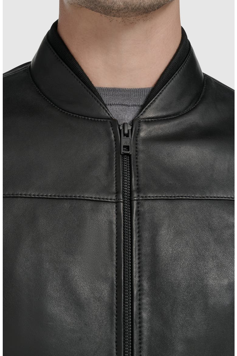 Fine Grain Lambskin Leather Bomber Jacket, Alternate, color, BLACK