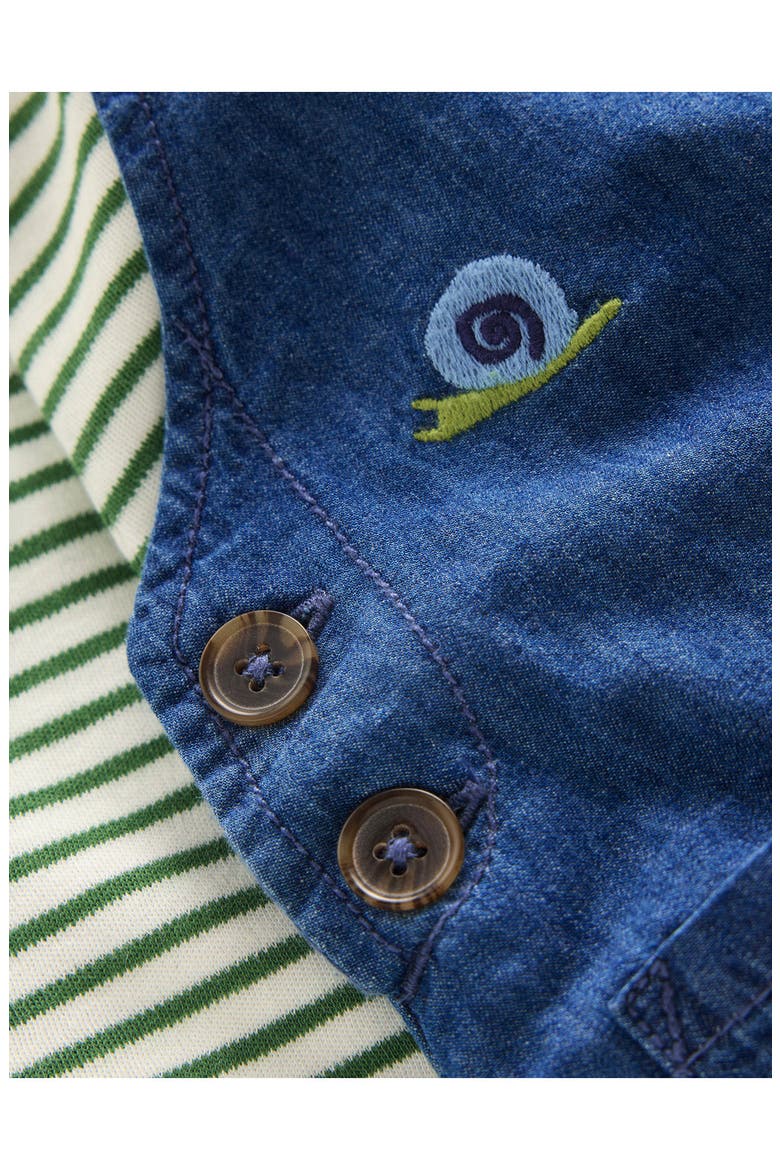 Embroidered Dungarees & T-Shirt Set, Alternate, color, DENIM WOODLAND EMBROIDERY