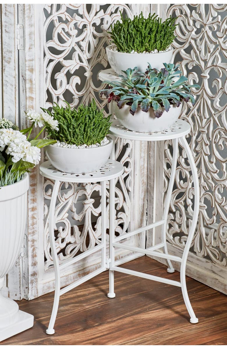 SONOMA SAGE HOME White Metal Indoor & Outdoor 3-Tier Floral Plant Stand, Alternate, color, White