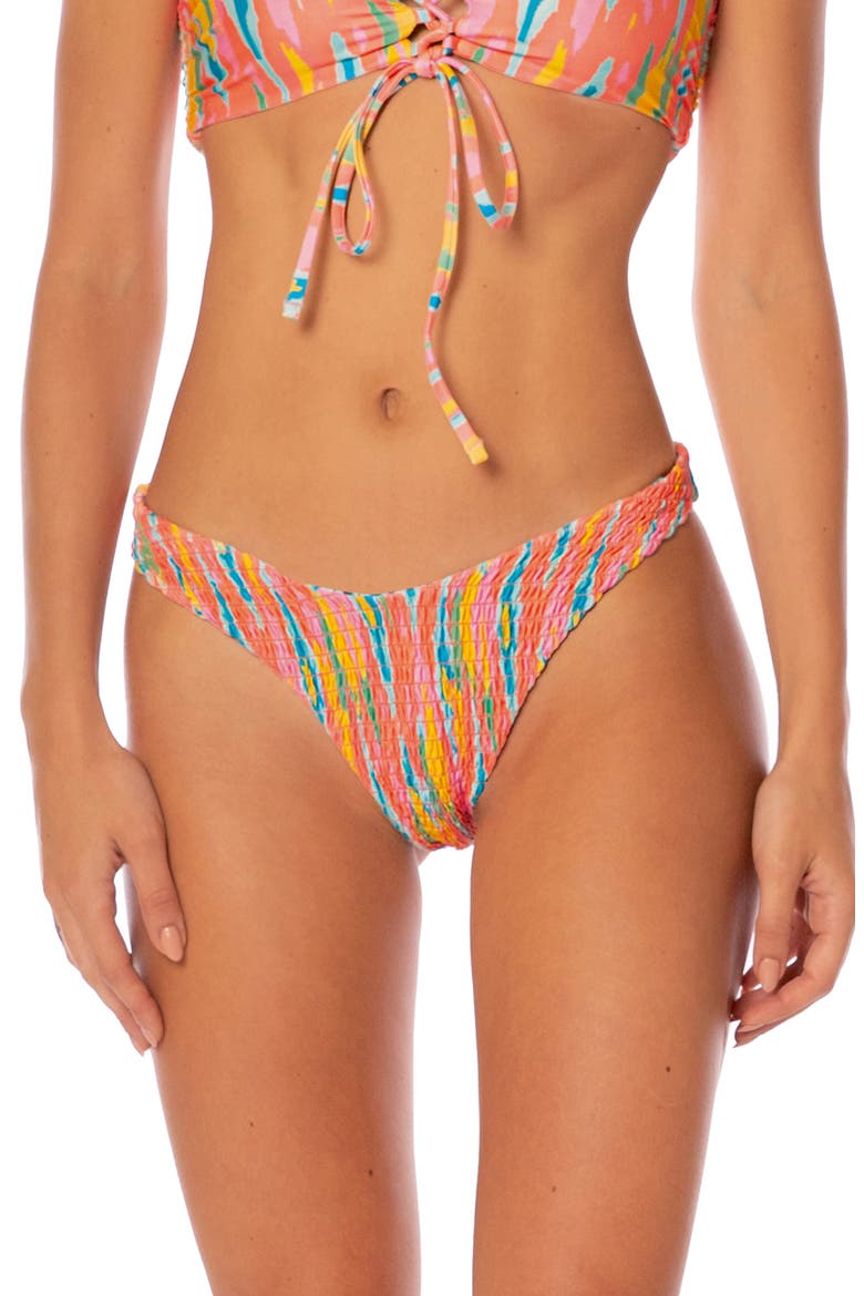 Mystic Ikat Splendor Reversible Bikini Bottoms, Alternate, color, LIGHT PASTEL RED MULTI