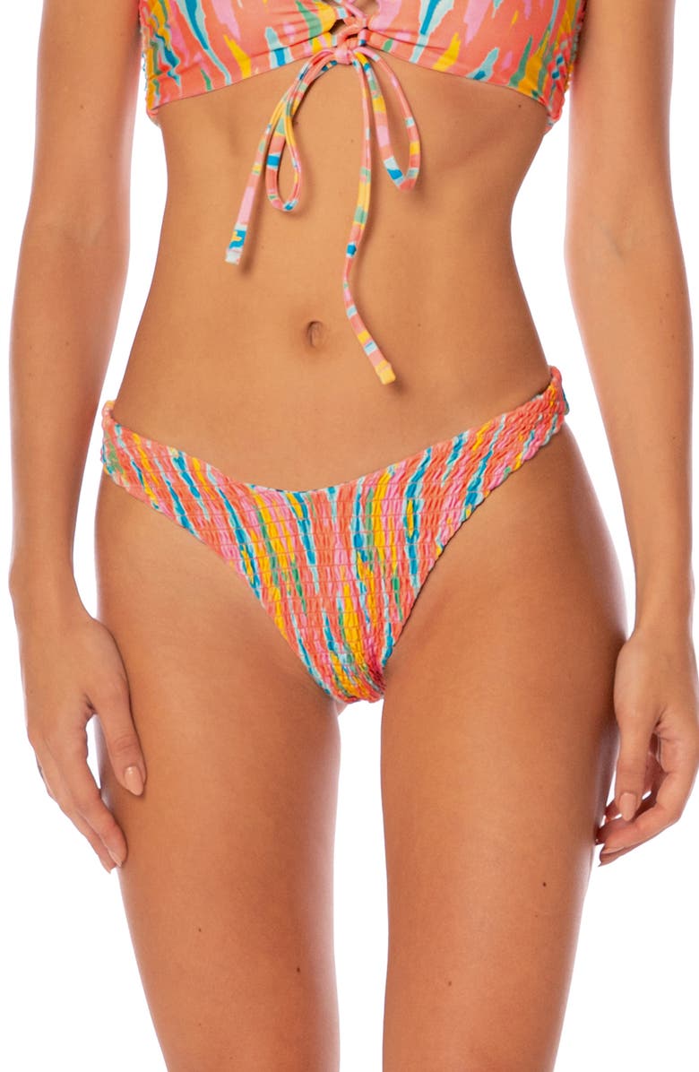 Maaji Mystic Ikat Splendor Reversible Bikini Bottoms, Alternate, color, Light Pastel Red Multi