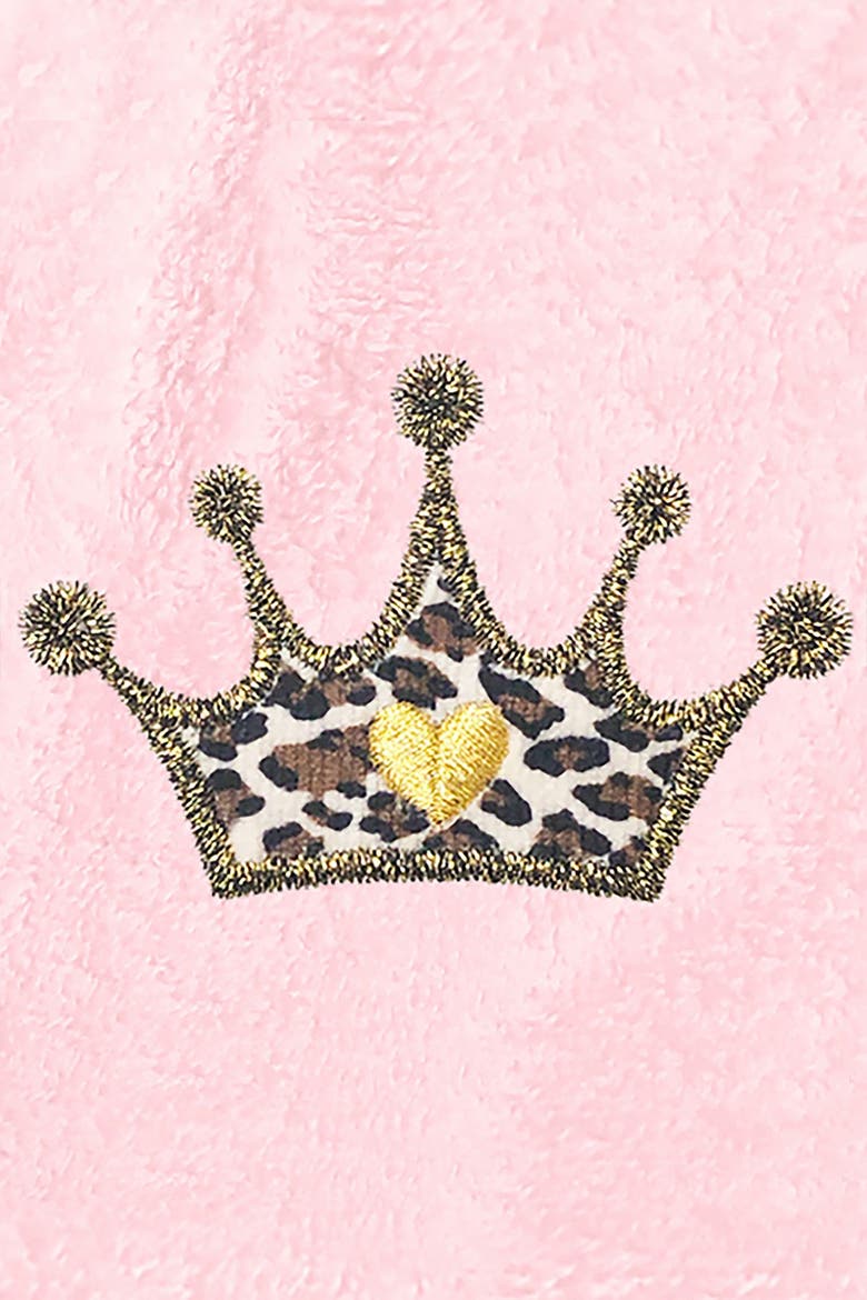 Cheetah Crown Design Embroidered Terry Bathrobe, Alternate, color, PINK