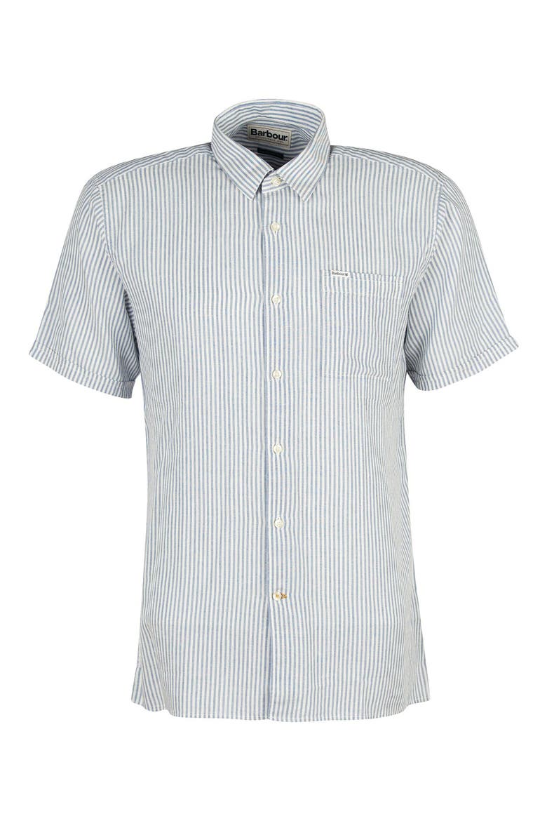 Deerpark Stripe Short Sleeve Cotton Button-Up Shirt, Alternate, color, NAVY