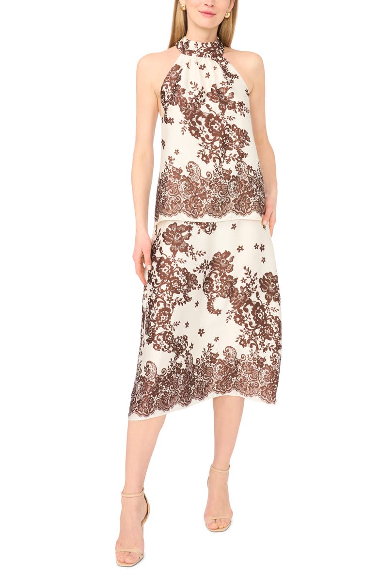 Parker Tie Back Satin Halter Top, Alternate, color, Egret