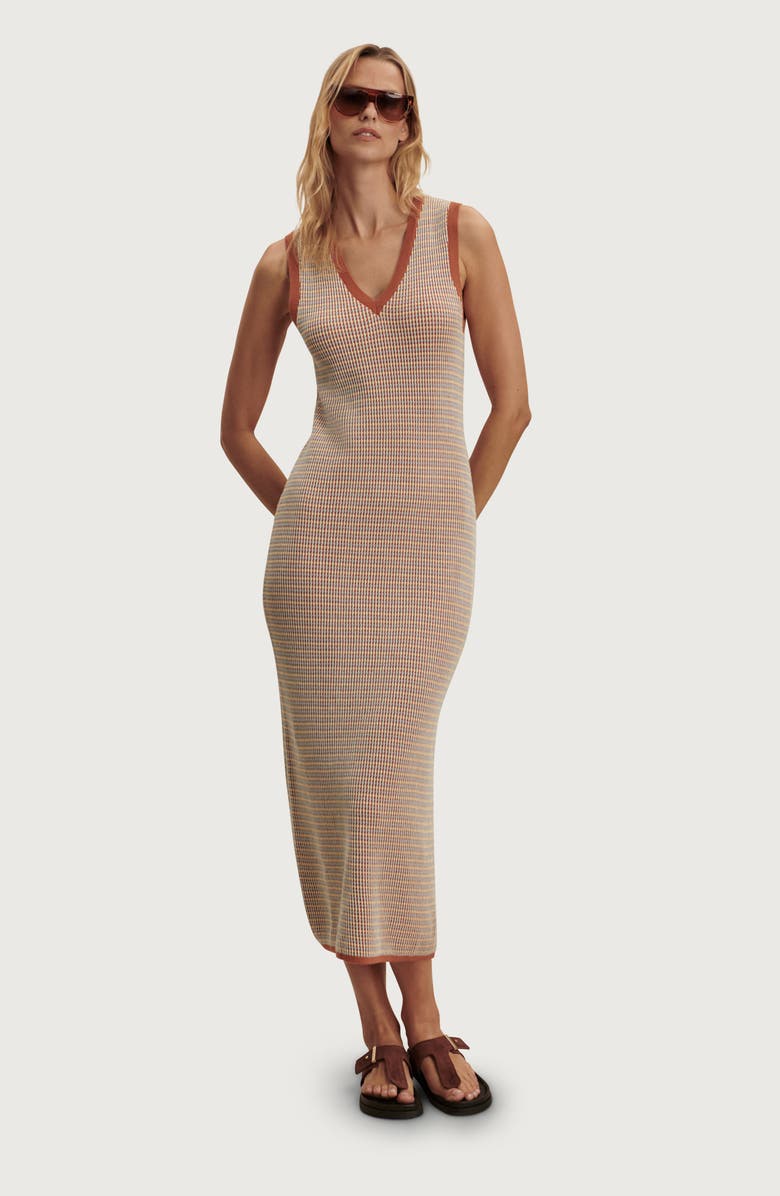 Varley Albane Knit Cotton Midi Dress, Alternate, color, Caramel Clay