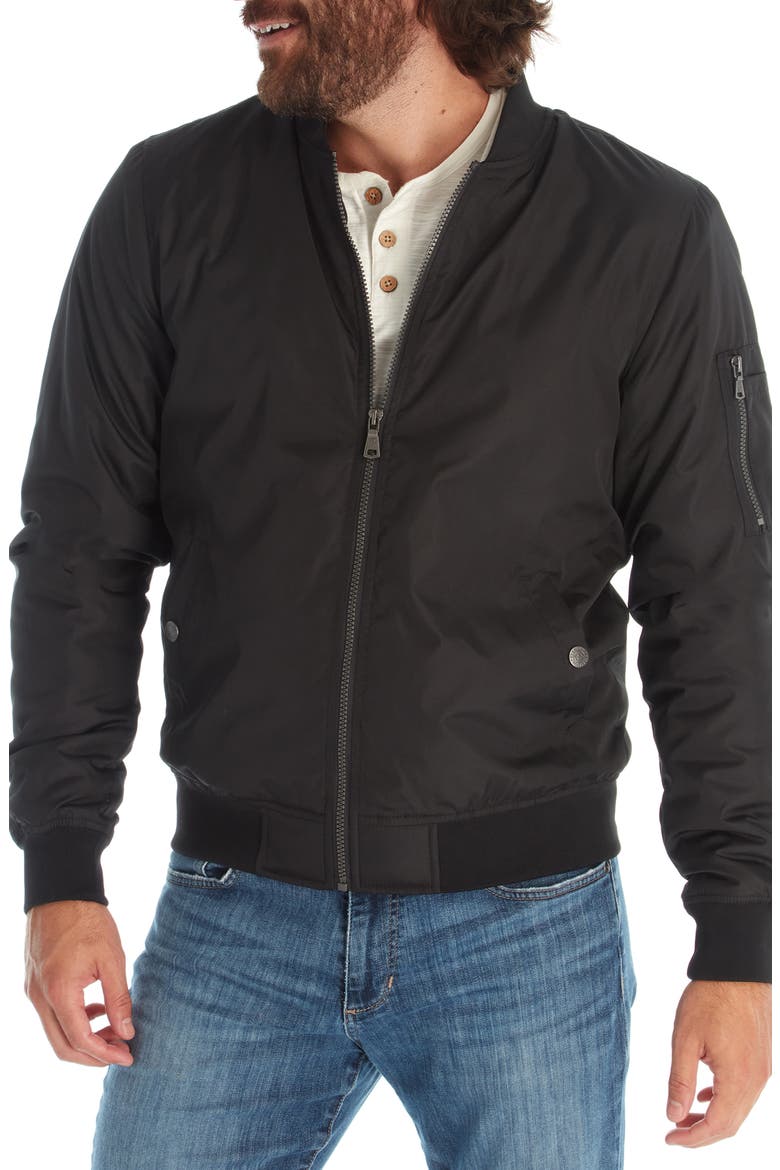 Zip Up Bomber Jacket, Main, color, BLACK