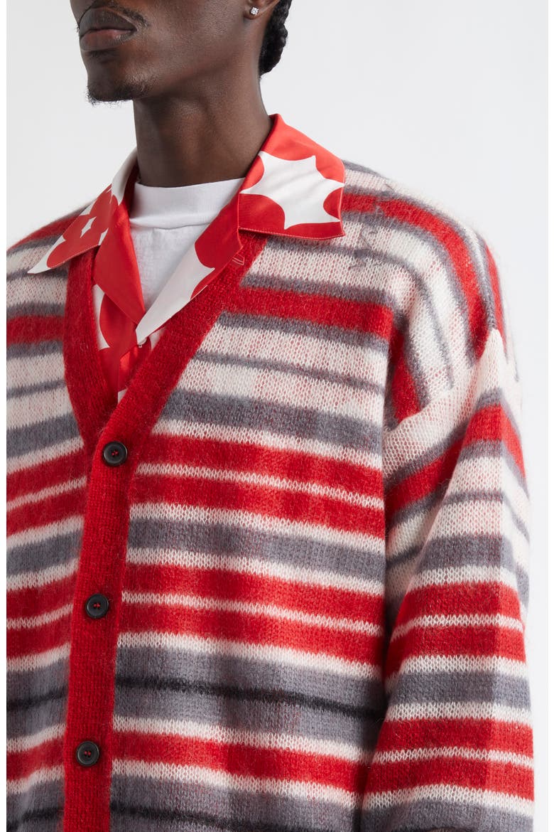 Stripe Mohair Blend Cardigan, Alternate, color, NEUTRAL GREY