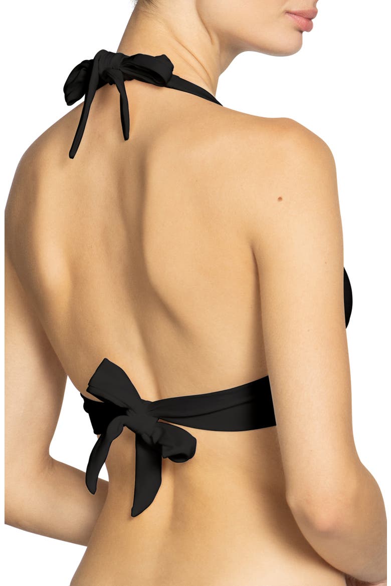 Margot Ring Halter Bikini Top, Alternate, color, BLACK