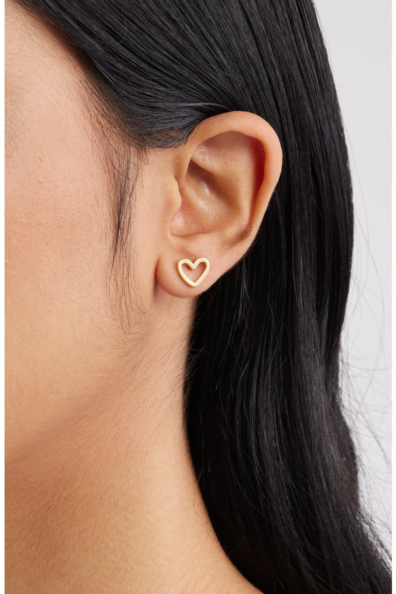 Classic Heart Stud Earrings, Alternate, color, GOLD