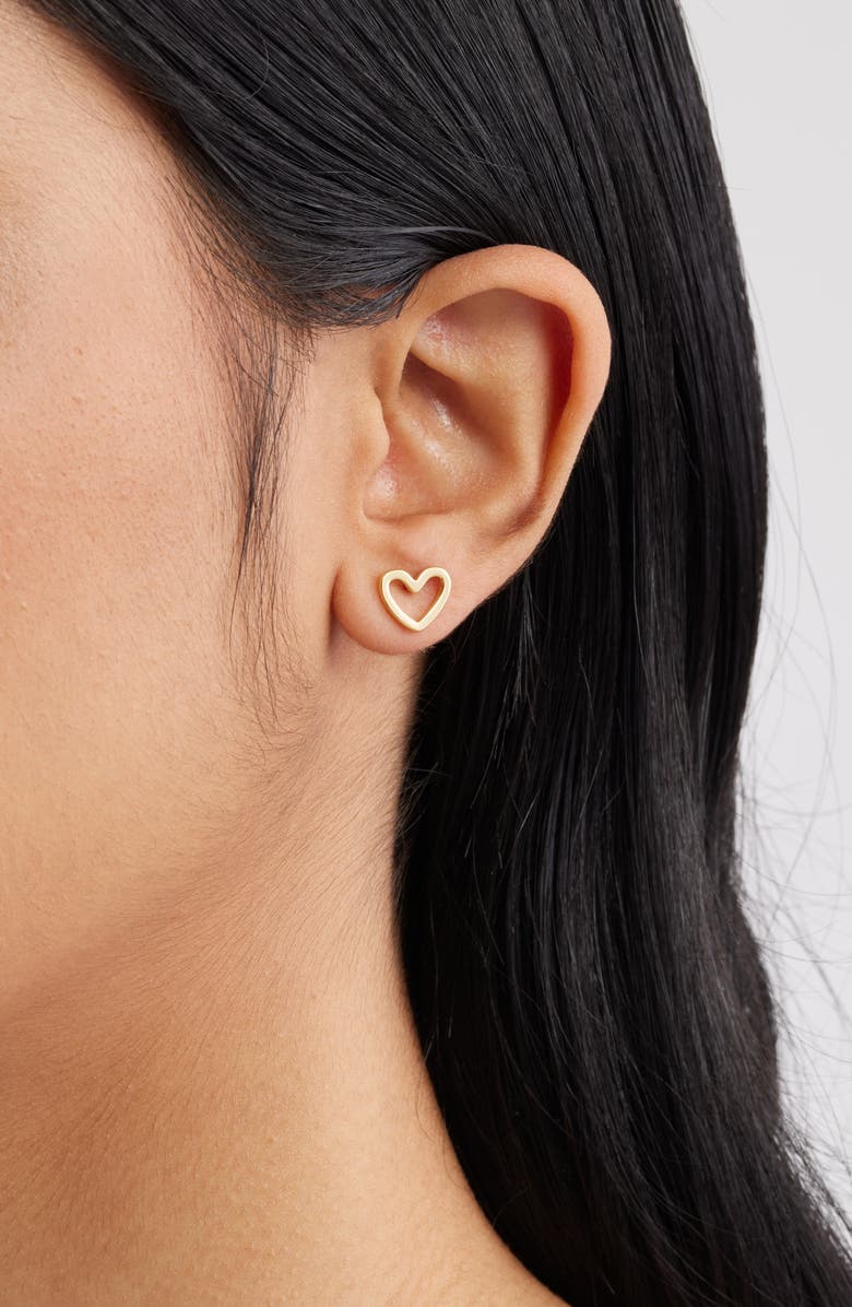 Kiara by Ki-Ele Classic Heart Stud Earrings, Alternate, color, Gold