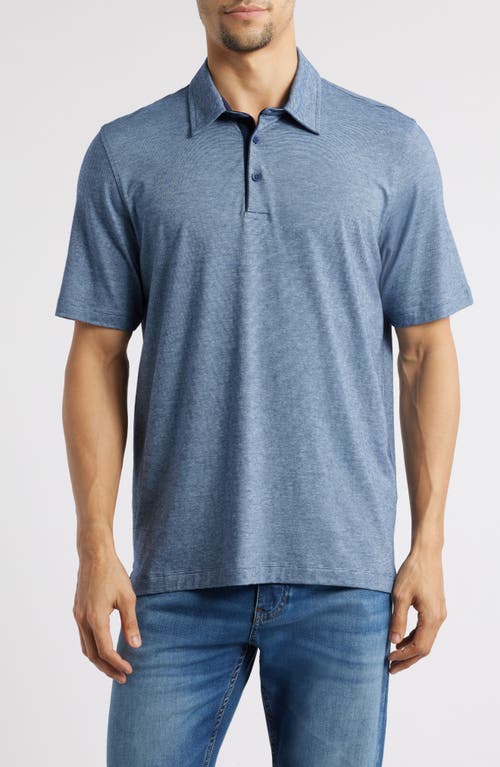 Johnston & Murphy Fine Stripe Polo In Light Blue/navy