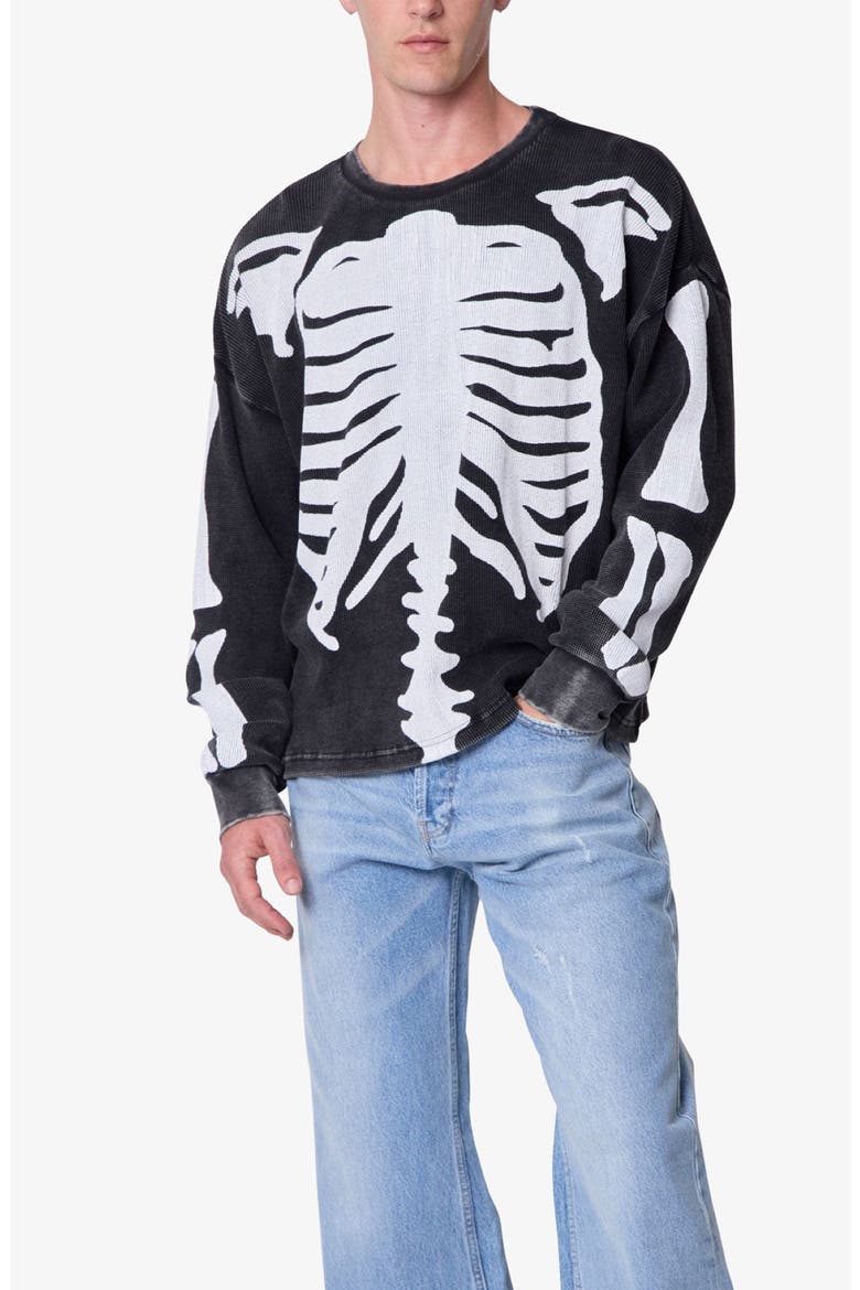 Skeleton Thermal Long Sleeve Graphic T-Shirt, Alternate, color, WASHED BLACK