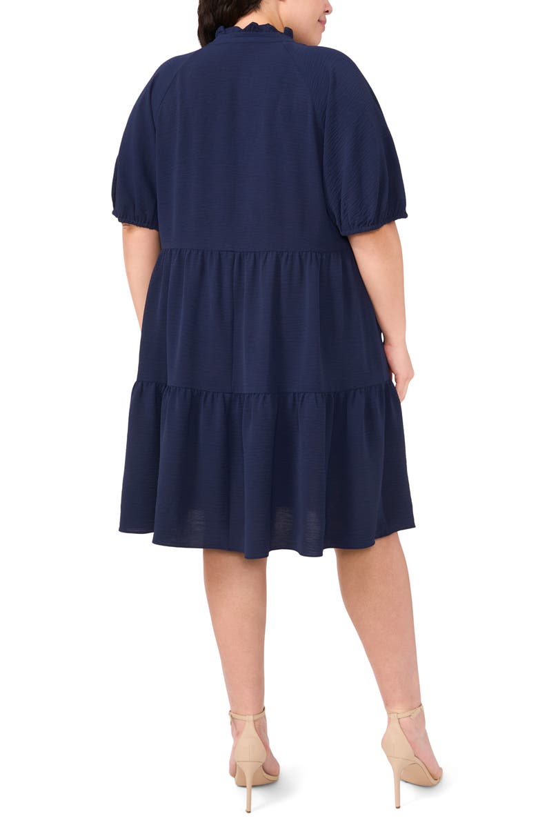 CeCe Tiered Ruffle Neck Dress, Alternate, color, Classic Navy