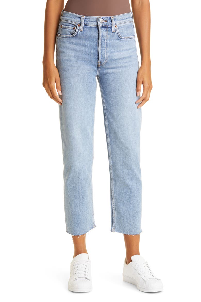 Originals High Waist Stovepipe Jeans, Main, color, MID 90S