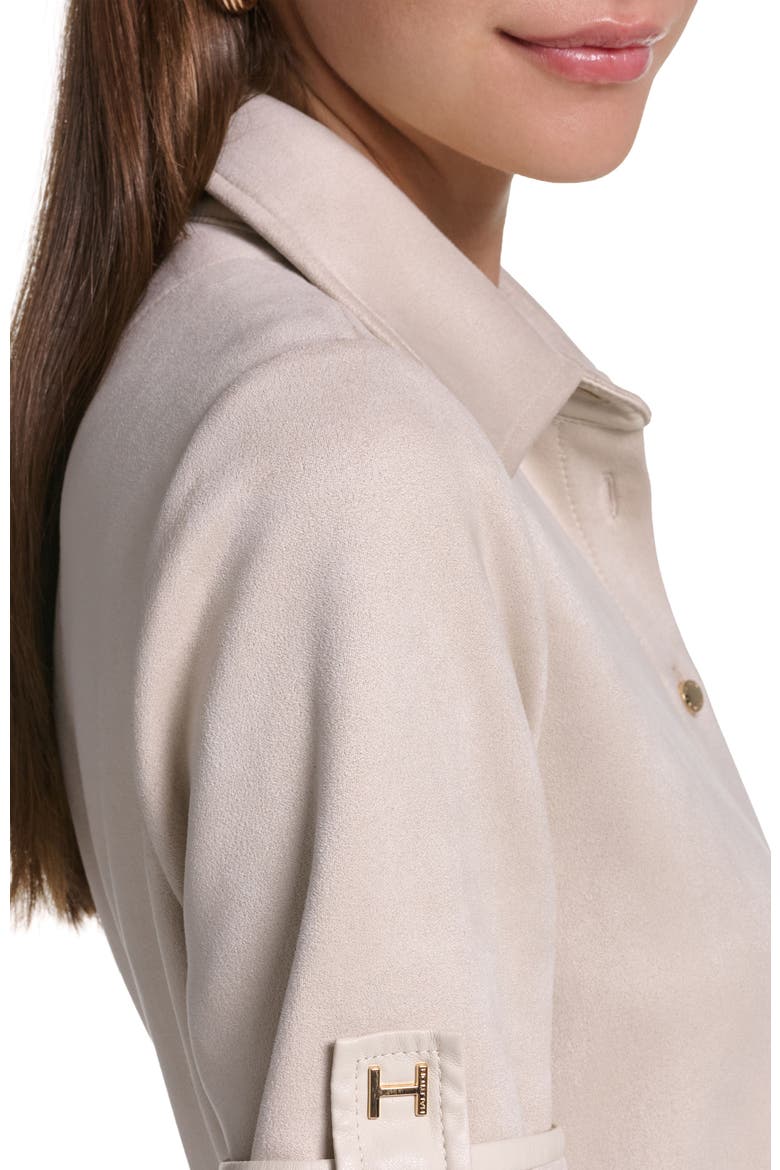 Short Sleeve Suede Midi Shirt Dress, Alternate, color, Beige